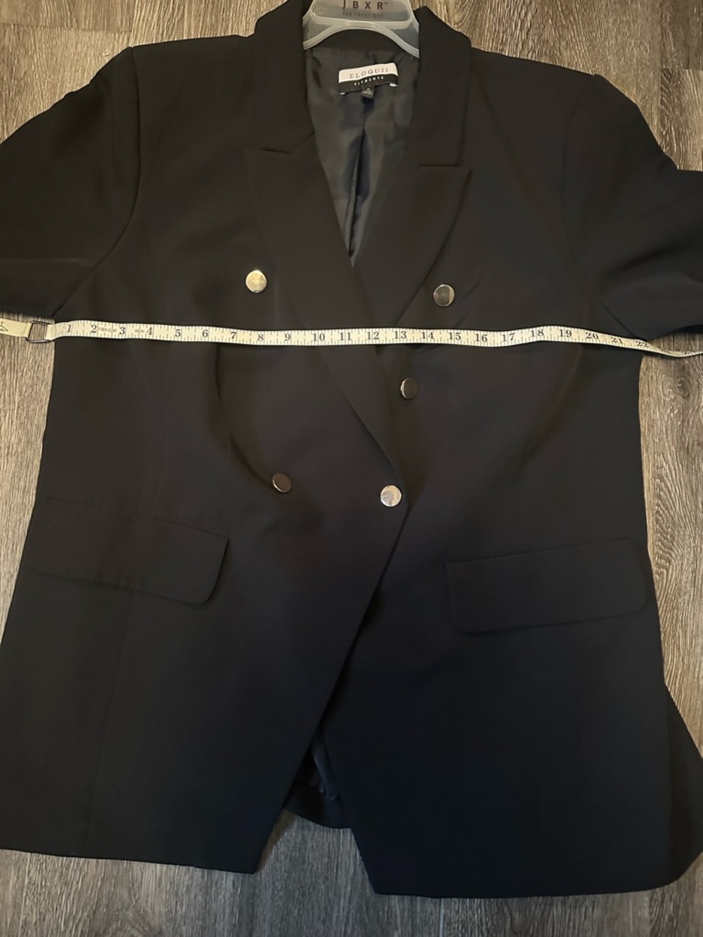 ELOQUII Elements Women's Plus Black Fitted Angular Blazer with Gold Buttons - Picture 6 of 8